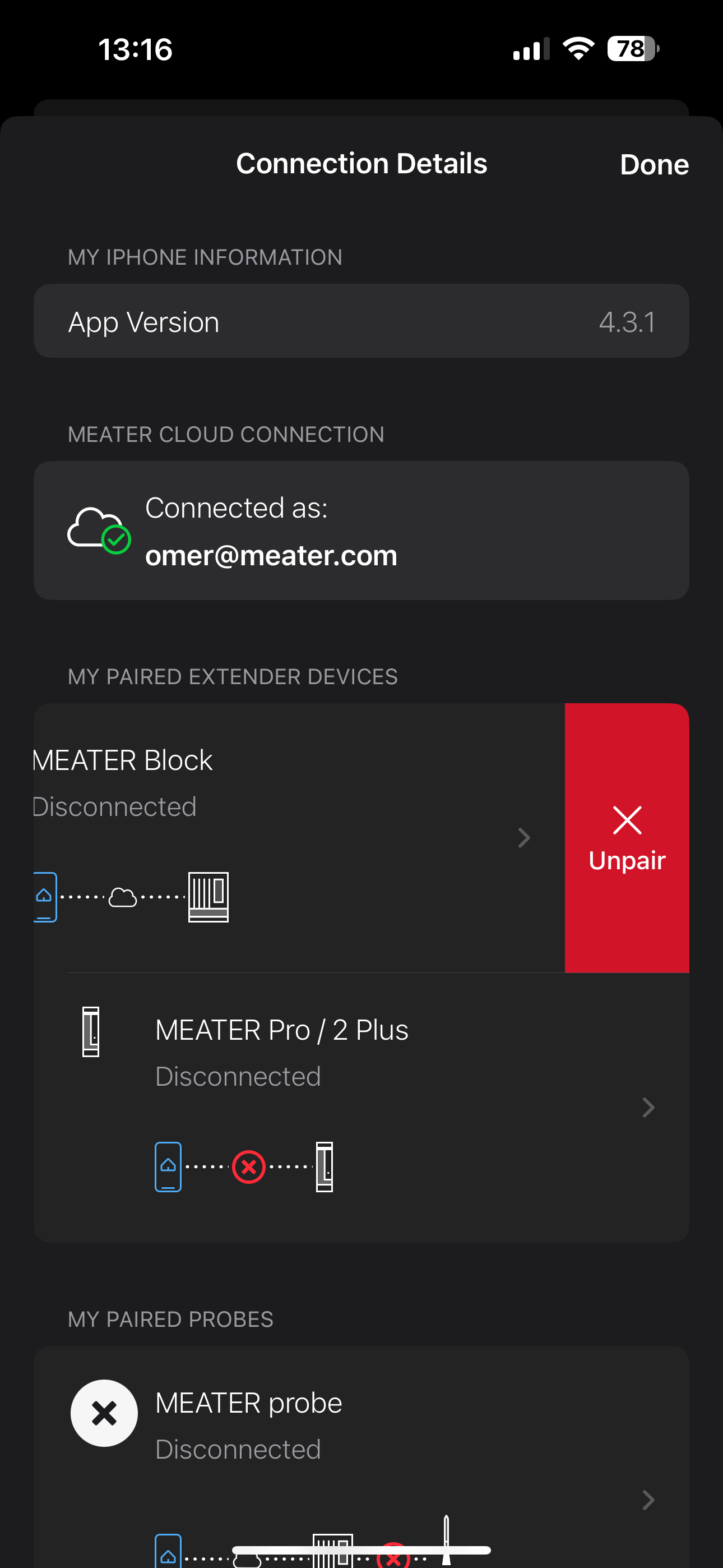 meater app-my connections-connection details-unpair.png